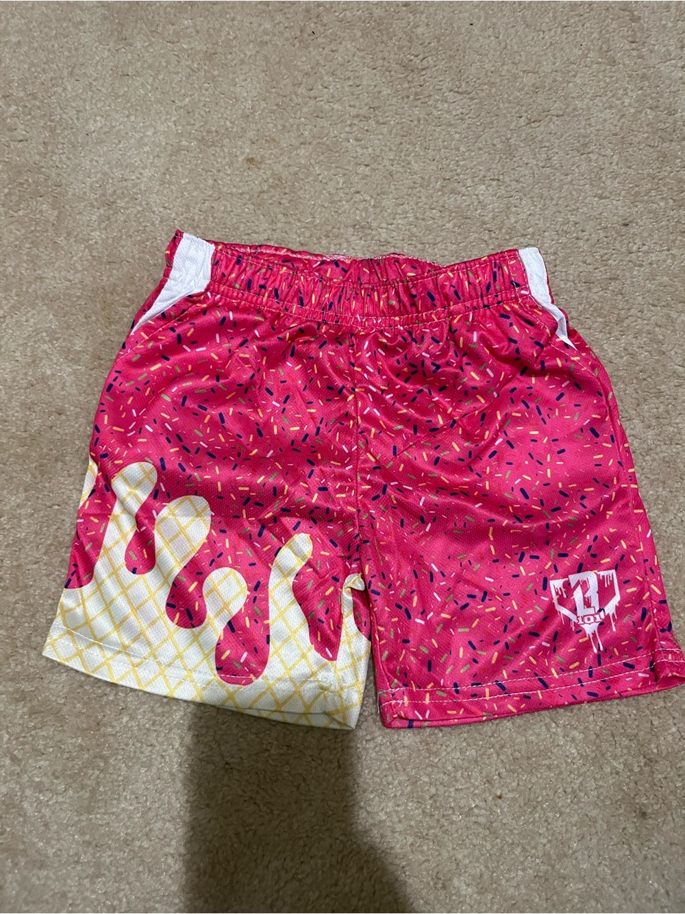 & Other Stories Pink Sprinkle-Print Athletic Shorts with Ice-Cream Drip Graphic